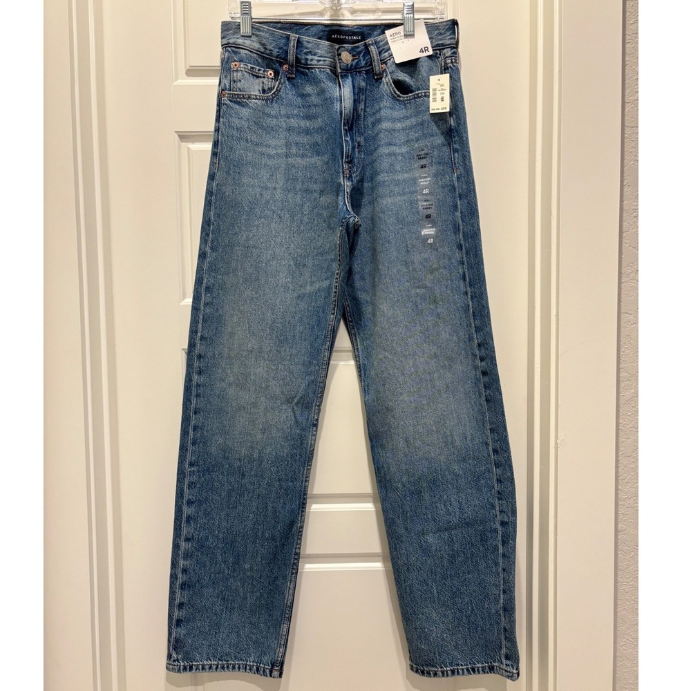Aeropostale High Rise Baggy Jeans Womens 4R Blue Non-Stretch 100% Cotton NWT